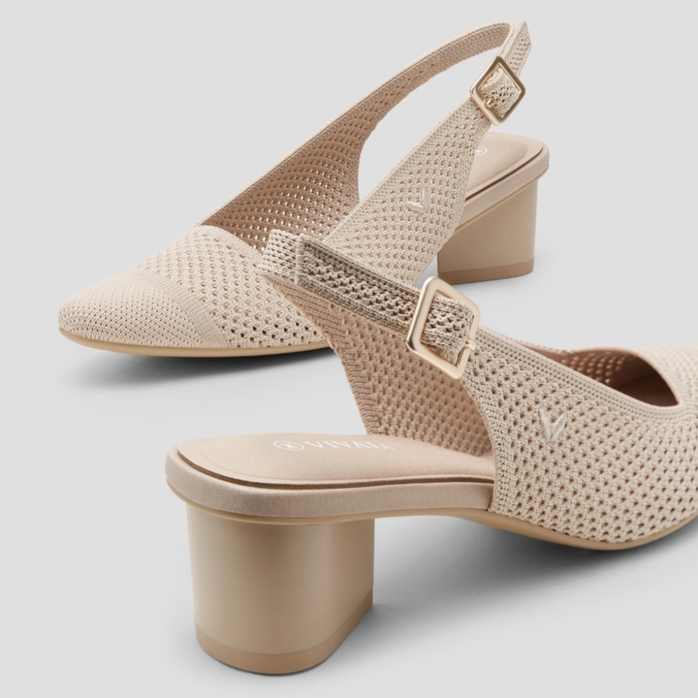 Vivaia Pointed-Toe Slingback Nude Size 37 6.5